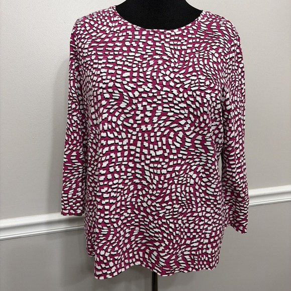 Chico's Tops - Chico's Modal Blend Top Women Size 2 L 12/14 Pink Geometric 3/4 Sleeve Tunic